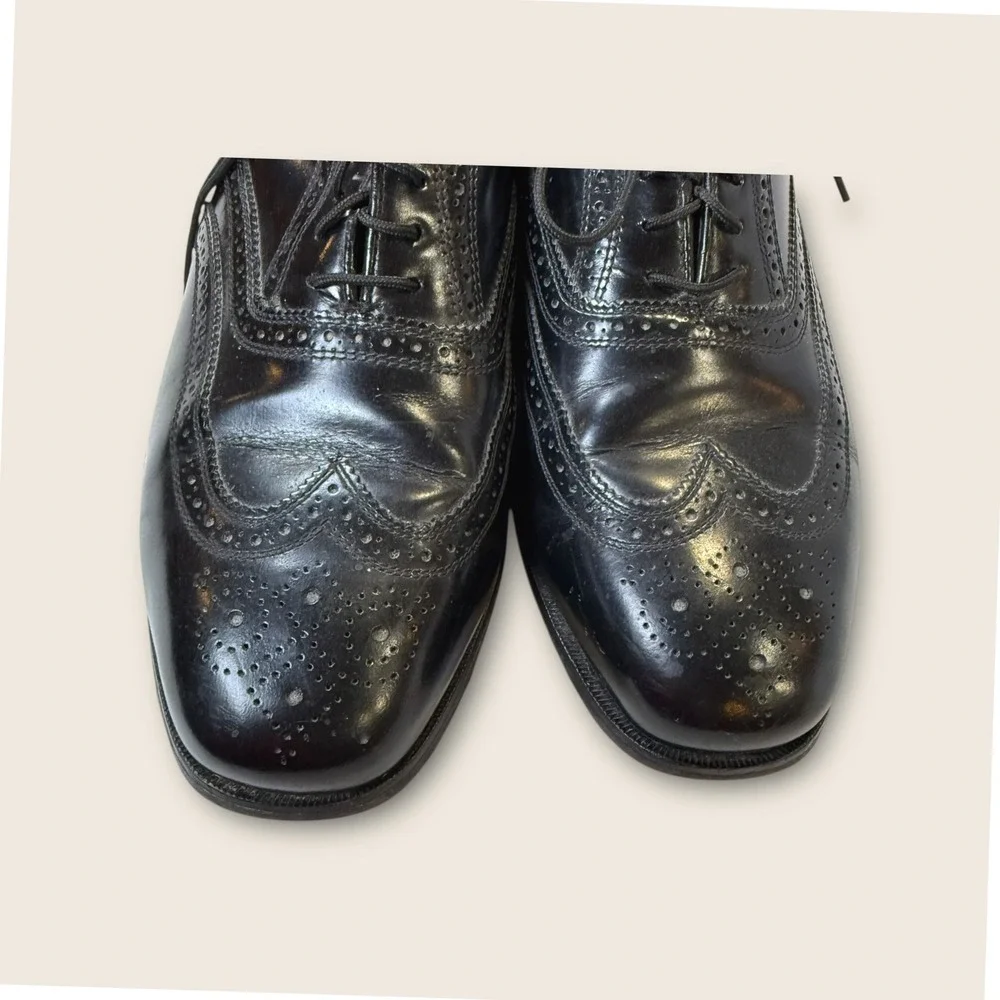 Florsheim Mens‎ Leather Wingtip Oxford Dress Shoes Black Size 10 3E